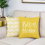 Pillow Covers 18x18 Set of 4 Bless Our Home Modern Geometric Decorative Throw Pillow Covers Outdoor Farmhouse Pillow Covers for Couch Bed Home Decor,Yellow - B70CPYE1C