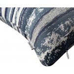 ROMANDECO Set of 2 Stripe Pillow Case Jacquard Square Decorative Throw Cushion Cover Pillowcase with Invisible Zipper for Bed 18 x 18 Navy Blue - B6G4KQM1J