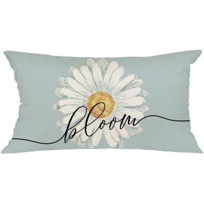Spring Summer Pillow Cover 12x20 inch Daisy Bloom Lumbar Pillow Cover Farmhouse Spring Summer Decor for Home Summer Pillows Decorative Throw Pillows Daisy Decorations Cushion Case A565-12 - BUNZ0L4CB