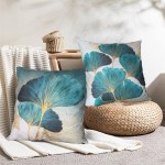 Throw Pillow Cover Plant Leaves 18 x 18 Inch Teal Gold Pillow Cushion Cover Set of 2 Square Hidden Zipper Cushion Case Great for Sofa Bedroom Yard Living Room Decor Teal and Gold 18x18 - BKKQNTFXJ