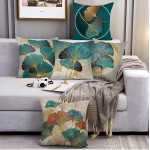 Throw Pillow Cover Plant Leaves 18 x 18 Inch Teal Gold Pillow Cushion Cover Set of 2 Square Hidden Zipper Cushion Case Great for Sofa Bedroom Yard Living Room Decor Teal and Gold 18x18 - BKKQNTFXJ
