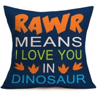 Tlovudori Cotton Linen Pillow Covers Multicolor Quote Letters RAWR Means I Love You in Dinosaur Throw Pillow Case Cushion Cover Pillowcase for Sofa Home Bed Decorative 18"x18" i love you in dinosaur - BLB6XF770