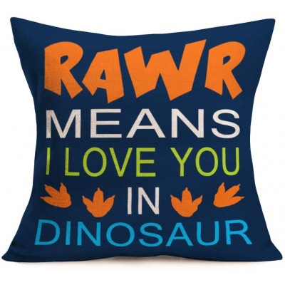 Tlovudori Cotton Linen Pillow Covers Multicolor Quote Letters RAWR Means I Love You in Dinosaur Throw Pillow Case Cushion Cover Pillowcase for Sofa Home Bed Decorative 18"x18" i love you in dinosaur - BLB6XF770