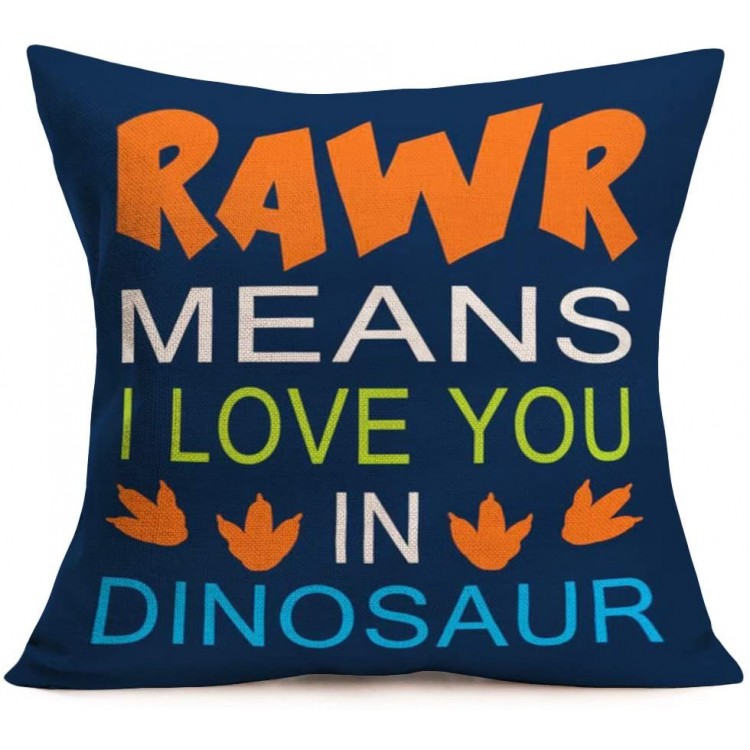 Tlovudori Cotton Linen Pillow Covers Multicolor Quote Letters RAWR Means I Love You in Dinosaur Throw Pillow Case Cushion Cover Pillowcase for Sofa Home Bed Decorative 18x18 i love you in dinosaur - BLB6XF770