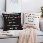 Two Sided Printing Lover Pillow Cover I Love You Hug This Pillow Until You Can Hug Me Valentine's Day Birthday Gifts for Girlfriend Cotton Linen Square Decorative Cushion Waist Pillowcase 18x 18 - BEBP712ZP