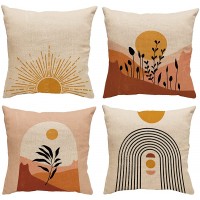 Witzest Mid Century Modern Throw Pillow Covers Abstract Boho Decorative Pillow Covers Set of 4 Beige Couch Pillow Covers Outdoor Pillow Covers 18x18 Inch - BW3DXA55B