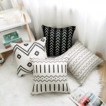 WLNUI Set of 4 Pillow Covers,18x18 Pillow Covers Modern Throw Pillow Covers Black Boho Geometric Mudcloth Linen Neutral Decorative Pillow Covers for Sofa Couch Chair - BPBIENZ7P
