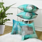 Yastouay Teal Throw Pillow Covers Set of 4 Turquoise Pillow Cases 18 x 18 inch Modern Decorative Cushion Covers for Couch Living Room - B1NJ933JH