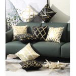 ZLINA Home Decorative Set of 4 Throw Pillow Covers Gold Foil Pillow Covers 18 ×18 Inch Geometric Square Cushion Covers Decor Couch Sofa Bedroom（White and Gold ） - BZG3PNBWQ