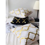 ZLINA Home Decorative Set of 4 Throw Pillow Covers Gold Foil Pillow Covers 18 ×18 Inch Geometric Square Cushion Covers Decor Couch Sofa Bedroom（White and Gold ） - BZG3PNBWQ
