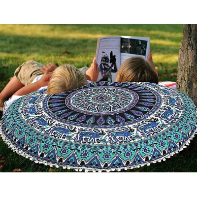 32" Deer Floor Pillow Meditation Bohemian Cushion Seating Throw Mandala Hippie Decorative Indian Large Ottoman Outdoor Home Decor Cases Round Sham Cotton Animal Pouf Flower Designs Cover Only - BWYMQLK5O