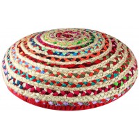 COTTON CRAFT Kaia Jute Chindhi 24 inch Round Decorative Floor Pillow Multicolor - B14SNJ91H