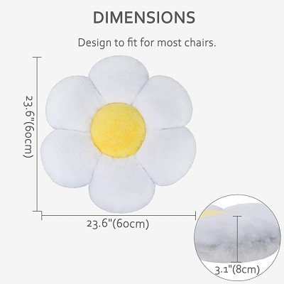 ELFJOY Flower Floor Pillow Cushion Cute Room Decoration Suitable for Reading and Relaxing Floral Pillow Large Diameter White 24" - BR0O5IM2Q