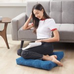 Floor Cushion Pillow Square Large Pillows Seating for Adults Tufted Corduroy Floor Cushions for Balcony Outdoor Tatami Living Room Navy 22x22 Inch - BDZS6JZDS