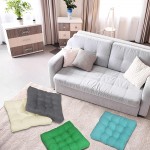 Floor Pillow-Square Meditation Pillow for Seating on Floor Solid Thick Tufted Seat Cushion Meditation Cushion for Yoga Living Room,Beige - BNVS0U77A