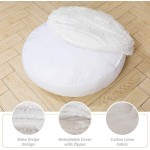 HIGOGOGO Large Boho Stripe Floor Cushion 24 Round Cotton Linen Floor Pillow Seating with Tassel Thickness: 8 Stuffed Pouf with Removable Cover Meditation Cushion for Adults White - BCC83VLGN