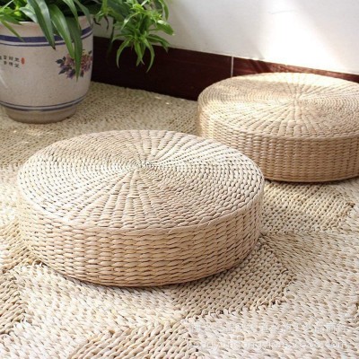 HUAWELL 2 Pack Tatami Floor Pillow Sitting Cushion Bigger Size,Round Padded Room Floor Straw Mat for Outdoor Seat Dia: 19.7 - BZI3YX9O9