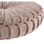 Intelligent Design Loretta Chenille Round Floor Pillow Meditation Cushion Soft Color & Natural Luster Button Tufted with Elegant Pleated Details Dia 22x6H Blush - BLLO8YQ1F