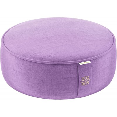 Mindful & Modern Velvet Meditation Cushion | Luxe Zafu Yoga Floor Pillow Seat | Posture Support | Buckwheat Hull Filled | Large Round Cushion | Removable Washable Cover + Carry Handle | Color Violet - BMJ9IVNLO
