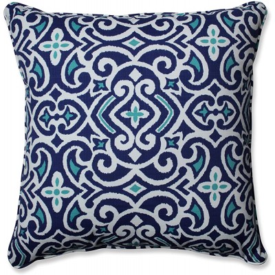Pillow Perfect Outdoor Indoor New Damask Marine Floor Pillow 25" x 25" Blue - BZY1ILTMU