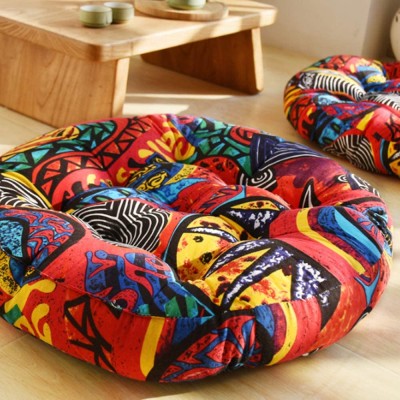 Round Bohemian Floor Cushion Pillows Cotton Linen Meditation Pillow for Sitting on Floor Boho Yoga Mandala Floor Pillow Tatami Seating Cushion - BV6I8YX70