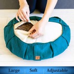 Seat Of Your Soul Crescent Meditation Cushion –10 Colors Half-Moon Yoga Pillow; Organic Cotton Zafu Cover & Zipper Liner to Adjust USA Buckwheat Hulls; Floor Pouf for Sitting Kids Men or Women - B1L6FF0NG