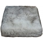 Square Floor Pillow Faux Sheepskin Fur Oversized Fluffy Floor Cushion Pouf for Seating with Removable Case Shaggy Soft Meditation Cushion for Bedroom Living Room White with Black tip 24x24x6 in - BH3OBO0A1