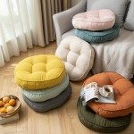 vctops Corduroy Round Floor Pillow Large Solid Pouf Tufted Thicken Meditation Pillow Tatami Floor Chair Cushion for Yoga Living Room Balcony Office Cream 22x22 Inch - BGA0ANWZE