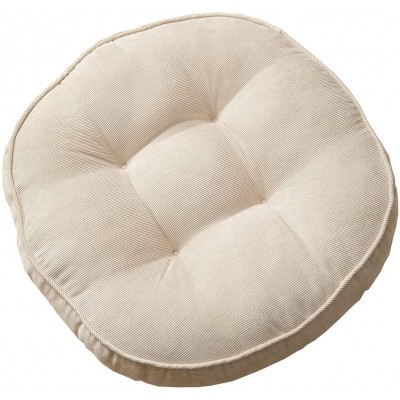 vctops Corduroy Round Floor Pillow Large Solid Pouf Tufted Thicken Meditation Pillow Tatami Floor Chair Cushion for Yoga Living Room Balcony Office Cream 22x22 Inch - BGA0ANWZE