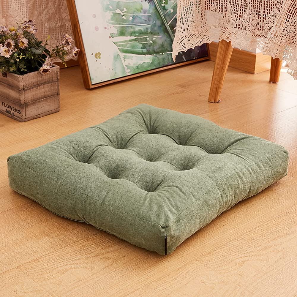 Yipto Large Floor Pillows Seating for Adults and Kids,Square Floor Cushions for Sitting Meditation Pillow Tatami Floor Cushion for Yoga Living Room Balcony Office Outdoor Green 20x20 Inch - BU7B6XKXX