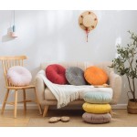 YunNasi Round Velvet Throw Pillow Pleated Pumpkin Pillow Chair Cushion Floor Pillow Decoration for Home Sofa Bed Bay Window Car 15x15x4 Inch Gray - B82RZ3W92