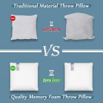 AM AEROMAX Memory Foam Throw Pillow Insert 12 x 12 Inches Bed and Couch Pillows Indoor Decorative Pillows - BK8K2ZPIE