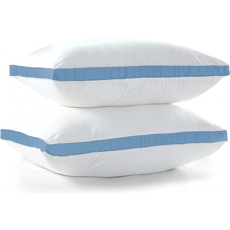 Ayat Gusset Pillows | Bed Pillows | Luxurious Hotel Collection Pillow | Virgin Ball Fiber Filling | Pack of 2 | 18 x 26 in 45 x 66 cm | Standard Sky Blue - B36CDDDW1
