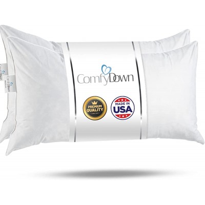 ComfyDown Set of Two 12X20 Decorative Throw Pillow Insert Premium Down and Feathers Fill 100% Cotton Cover 233 Thread Count Rectangle Pillow Insert Made in USA - B0S2FZ9ZX