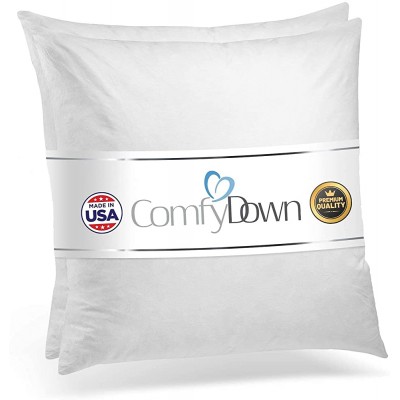 ComfyDown Set of Two 95% Feather 5% Down 16 X 16 Square Decorative Pillow Insert Sham Stuffer Made in USA - B2OTWTRF6