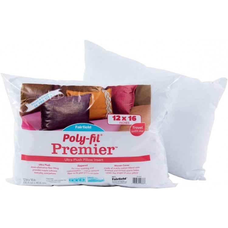 Fairfield Poly-Fil Premier Accent Travel Pillow Insert 12 x 16 White,JP1216 - B3YA95UB2