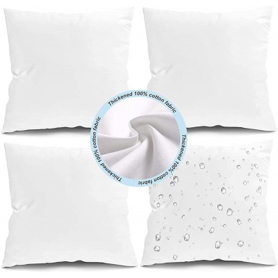 Fixwal 18x18 Inches Outdoor Pillow Inserts Set of 4 Waterproof Decorative Throw Pillows Insert Square Pillow Form for Patio Furniture Bed Living Room Garden  White  - BJ3KTJKIV