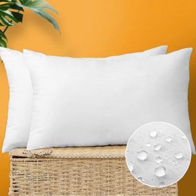 OTOSTAR Premium Outdoor Waterproof Pillow Inserts Pack of 2 Water Resistant 12 x 20 Inches Decorative Throw Pillow Inserts Rectangle Form Pillows for Couch Sham Cushion Stuffer Patio Furniture Decor - BXKRRJ8E2