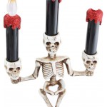 AIPINQI Halloween Candelabra Holder Halloween Candles Holder with LED Flame Skull Carvings Halloween Decorations for Party Indoor and Outdoor 17x6.7in 36x17cm Red - BTCOKJIWZ