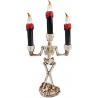 AIPINQI Halloween Candelabra Holder Halloween Candles Holder with LED Flame Skull Carvings Halloween Decorations for Party Indoor and Outdoor 17x6.7in 36x17cm Red - BTCOKJIWZ