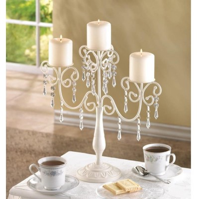 Candleholders Canelabras Ivory White Beaded Crystal Candelabra Candle Holder Wedding Table centerpieces - B2583WIXV