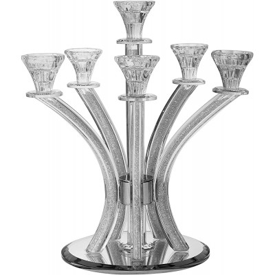 D Candelabra Crystal with Stones 6 Branches 16x13 Inch Modern Judaica Design - B19ME4NX8