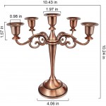 Dorlotou Metal Candelabra 5-Candle 10.1 Inch Tall Candle Holder Stick for Home Wedding Event and Party Festival Red Bronze - BMKBT76KO