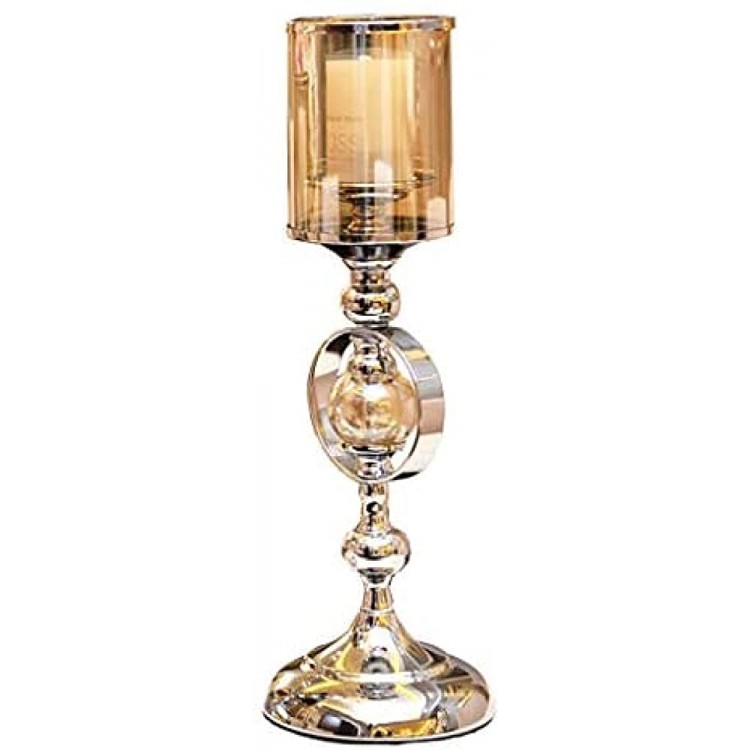 FBWSM Candle Holders Candle Stands for Pillar Candles,Rounded Turned Colums,Modern Crystal Candle Holder，Golden Candlestick Candlesticks -L - BUG0ALQQO
