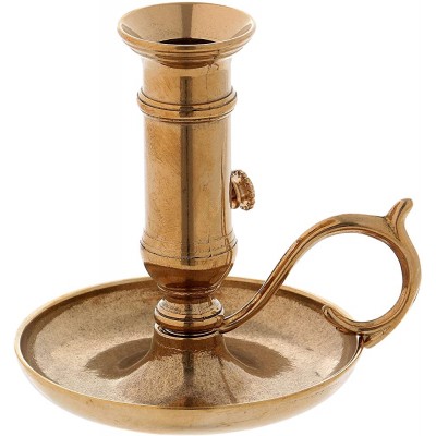 Holyart Candle Holder with Handle and Plate in Gold-Plated Brass - BWAJTBV78