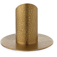 Holyart Golden Brass Candle Holder with Leather Effect 3 cm - B9X6UN38W