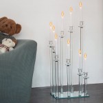 IFOLAINA 31 inch Tall Candelabra Candle Holders Glass Candelabra Floor with 9 Solid Tube Glass Cylindrical Holder for Wedding Reception Decor Living Room Party Dining Table Home Decoration - BRTOT0K4Z