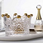 JSJJQAZ Glass Candle Holder Gold Inlaid Wind Crown Glass Storage Rack Beauty Egg Holder Jewelry Ring Holder Candle Holder Ornaments Color : Clear Size : 5CM - B3E2GULWG