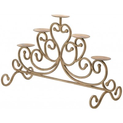 Koehler Home Decorative Antiqued Scrolling Iron Romantic Rustic Mantel Tabletop Candleabra 5 Candle Stand - BIT6L3GIB