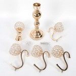 LENJKYYO 5 Arm Candelabra,Home Holiday Decorative Centerpiece Gold Crystal Candle Holders for Dinner Party - BIS3J5HCB